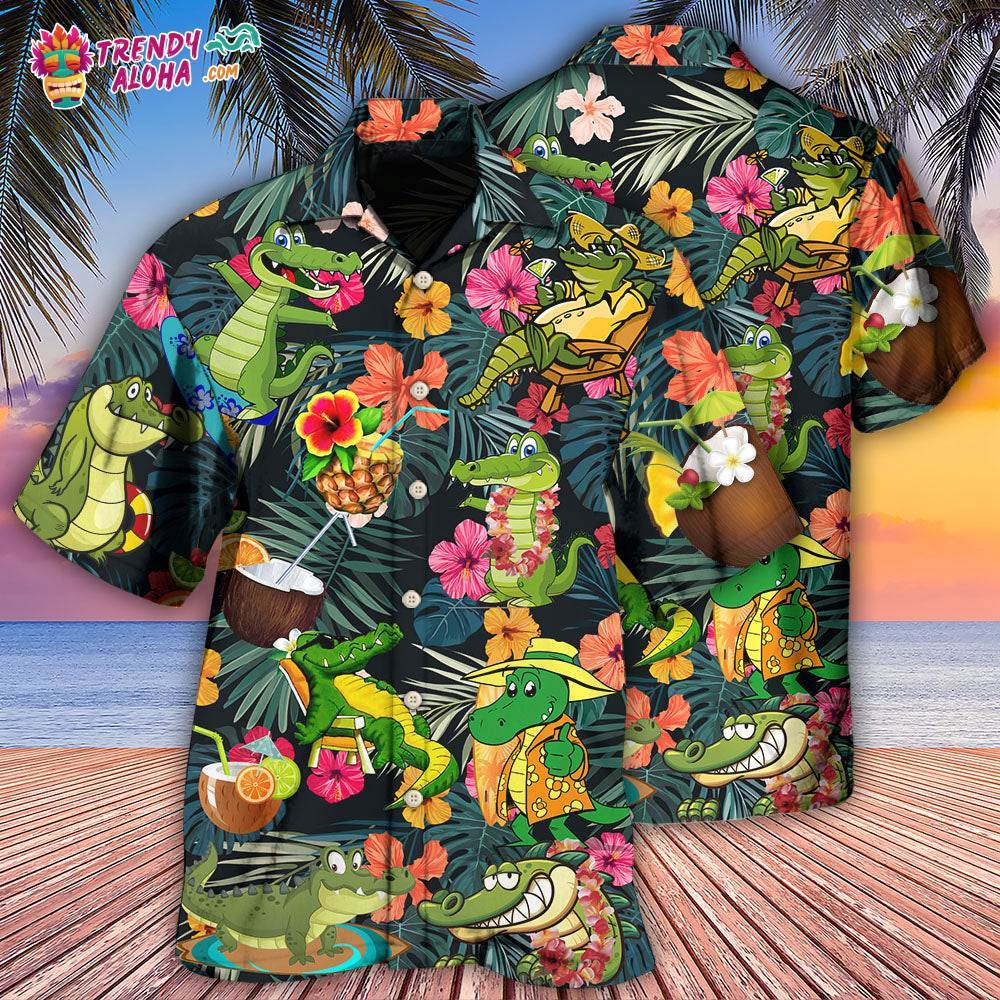 Alligator Animals Bite You Later Alligator Funny Hawaiian Shirt Trendy Aloha Trendy Aloha