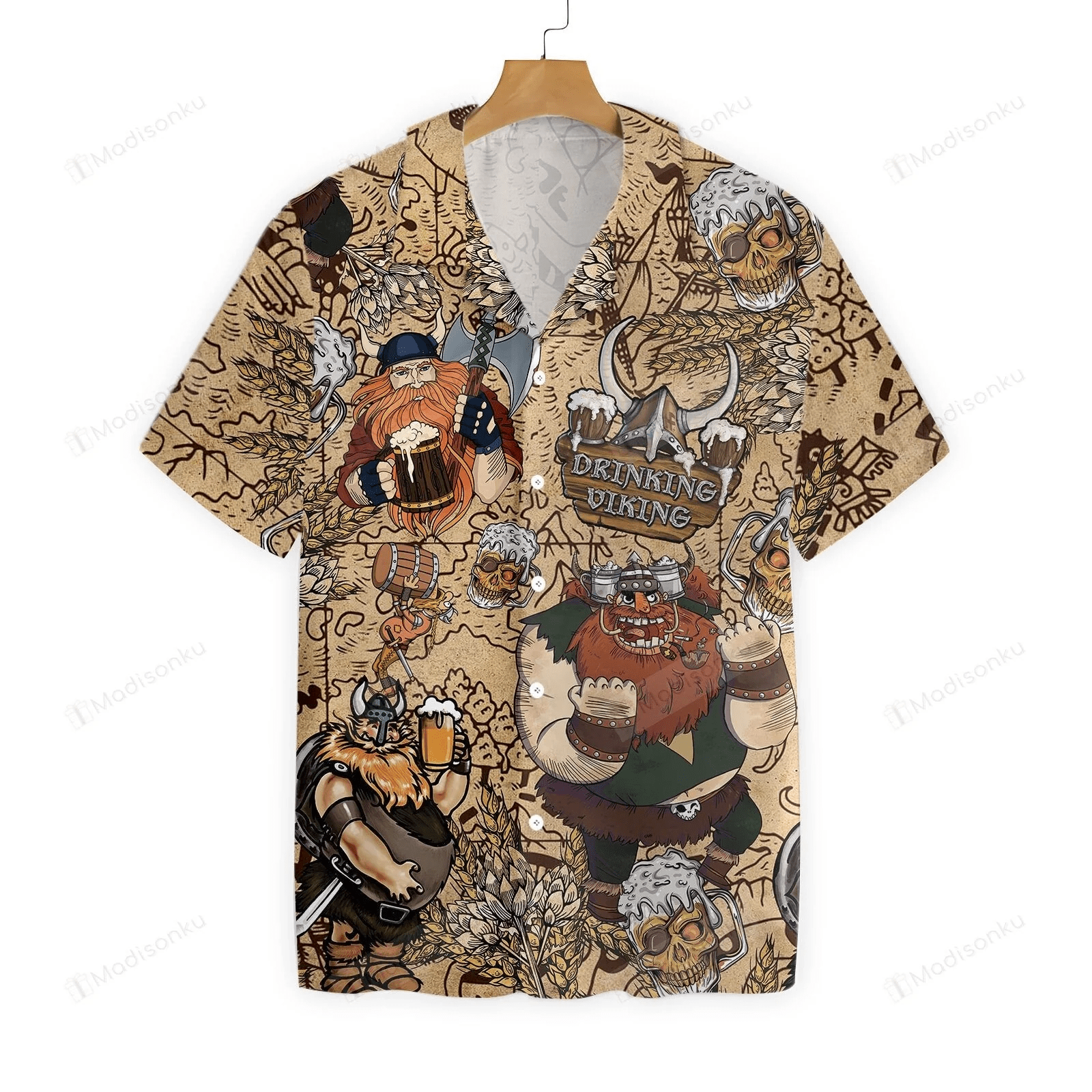 Beer Trendy Hawaiian Shirt Beer Drinking Viking Aloha Shirt Beer Hawaii