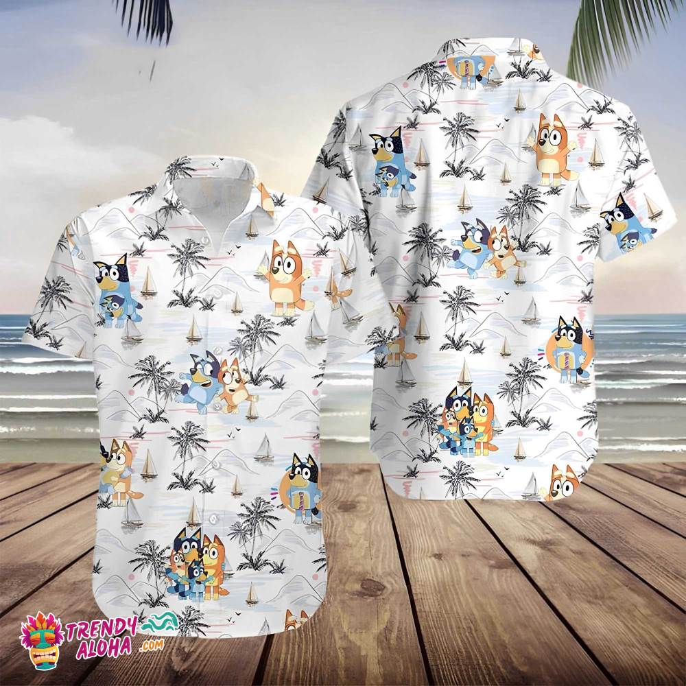 Bluey Hawaiian Shirt, Bluey Beach Shirt, Kids Hawaiian Shirt, Funny