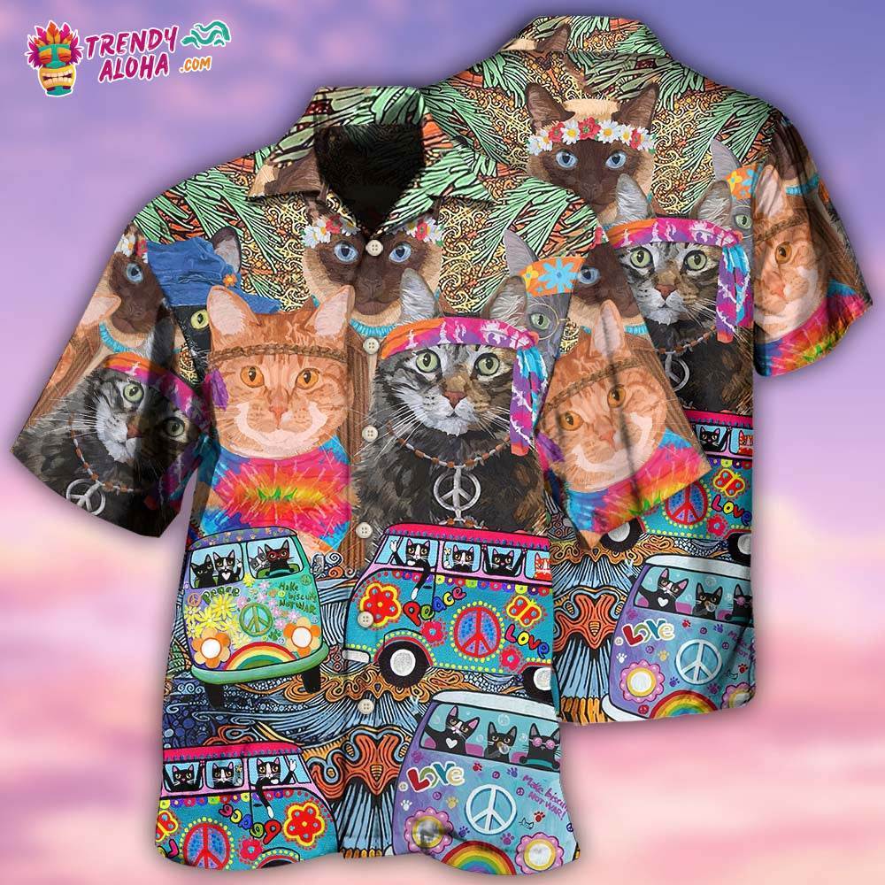 Cat Love Life In Bus Hawaiian Shirt - Trendy Aloha - Trendy Aloha