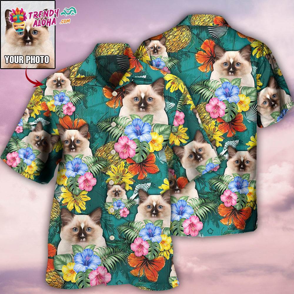 Cat Tropical Various Style Custom Photo Hawaiian Shirt - Trendy Aloha