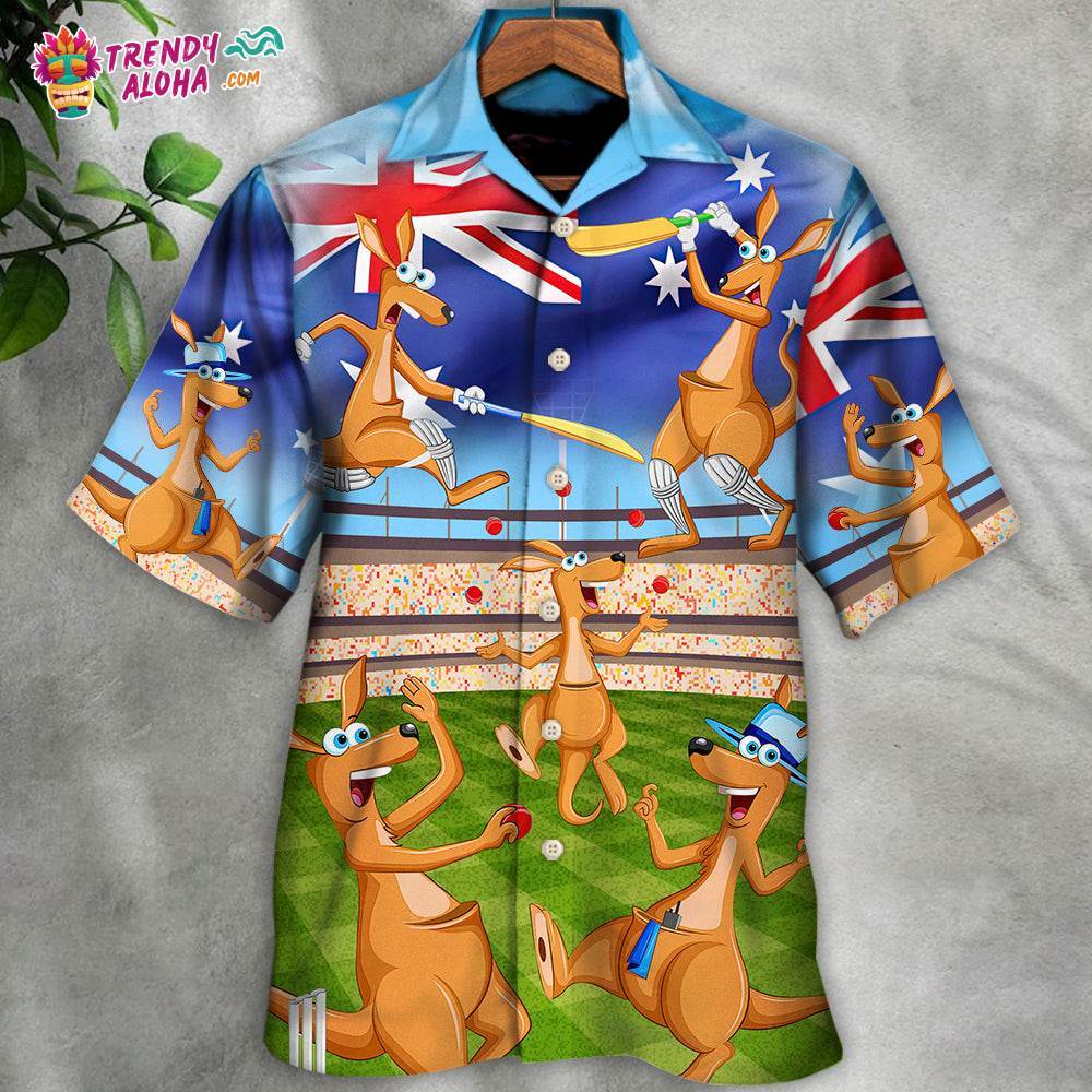 Cricket Kangaroo Play Cricket Funny We Love Cricket Hawaiian Shirt