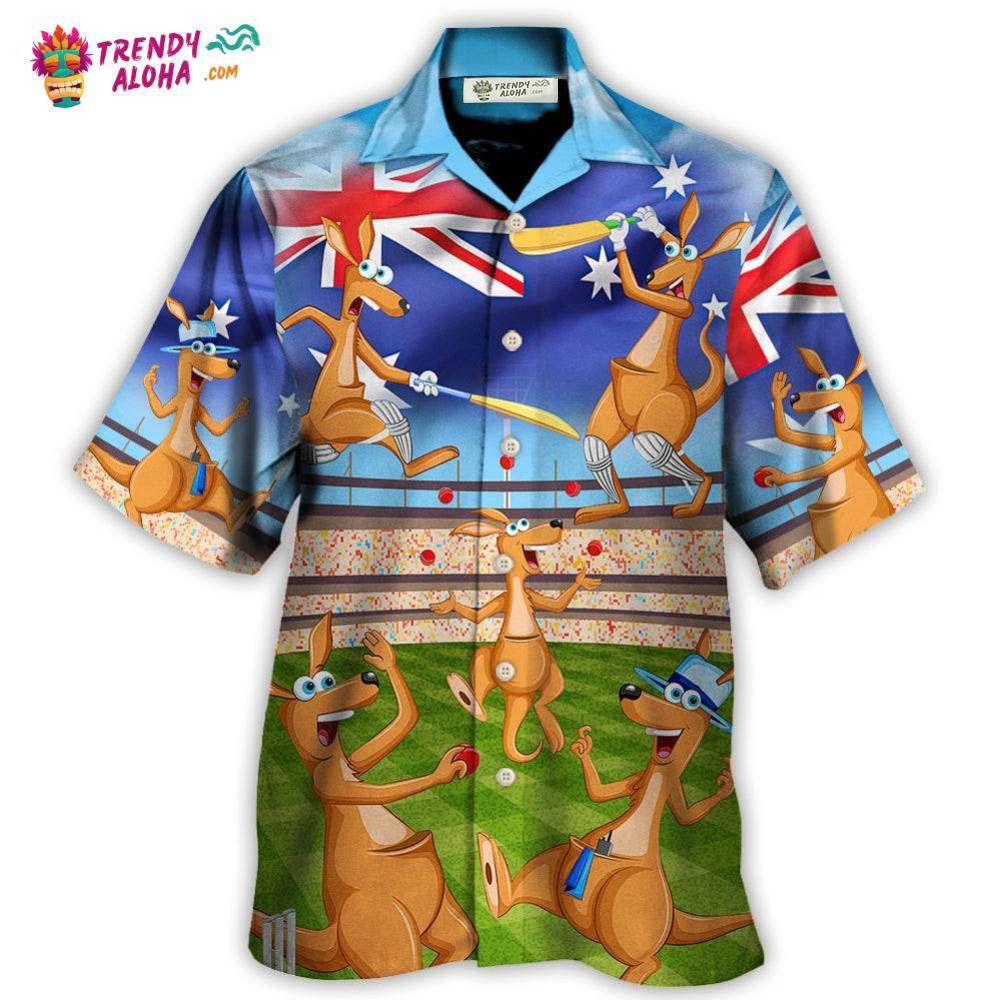 Cricket Kangaroo Play Cricket Funny We Love Cricket Hawaiian Shirt