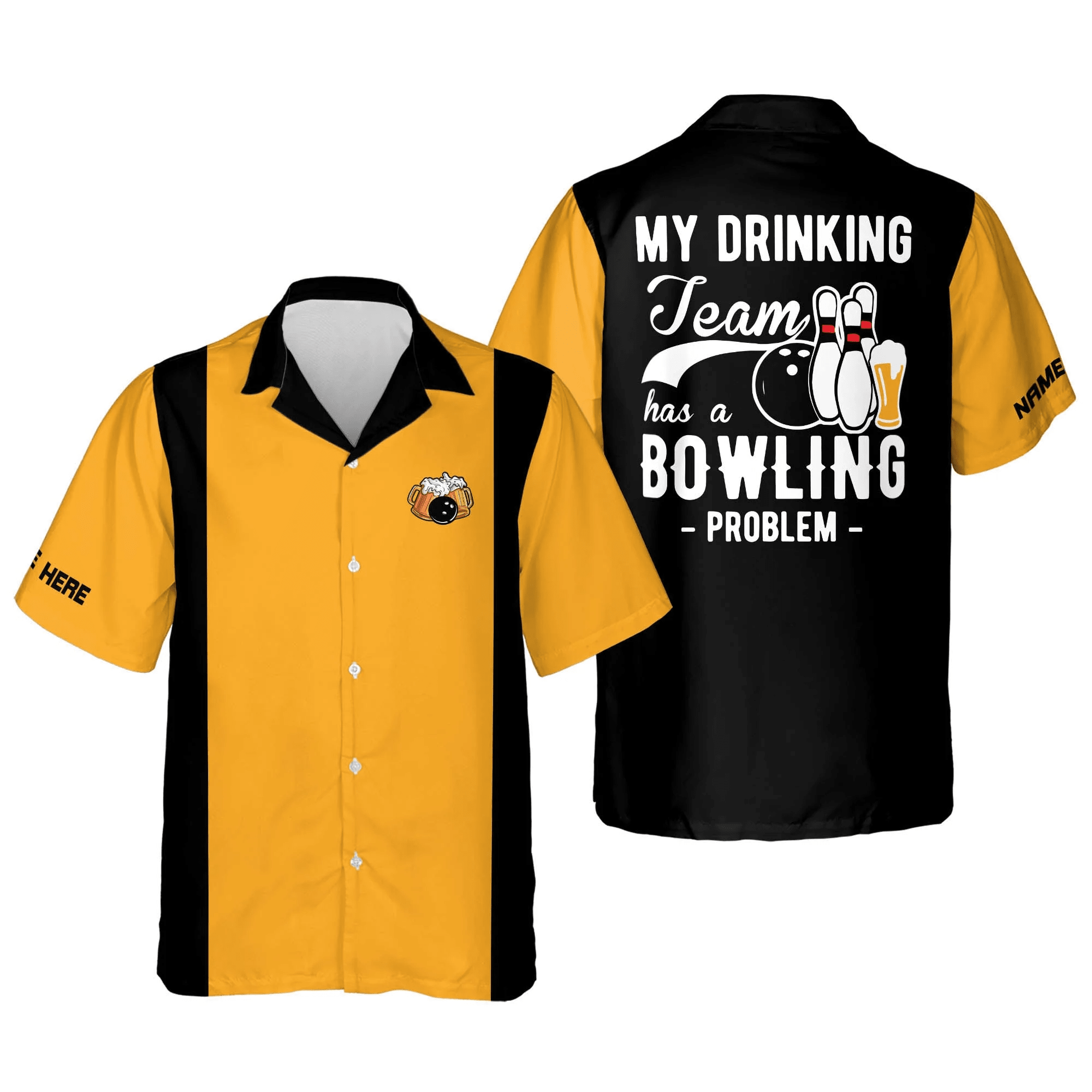 Custom Bowling Trendy Hawaiian Shirts For Men, Custom My Drinking Team