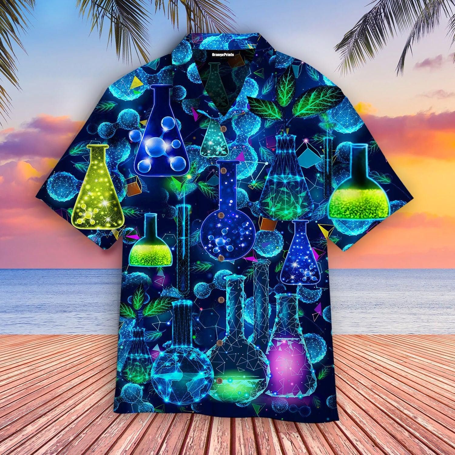 Neon Chemistry Inspired Island Adventure Aloha Shirt Trendy Aloha