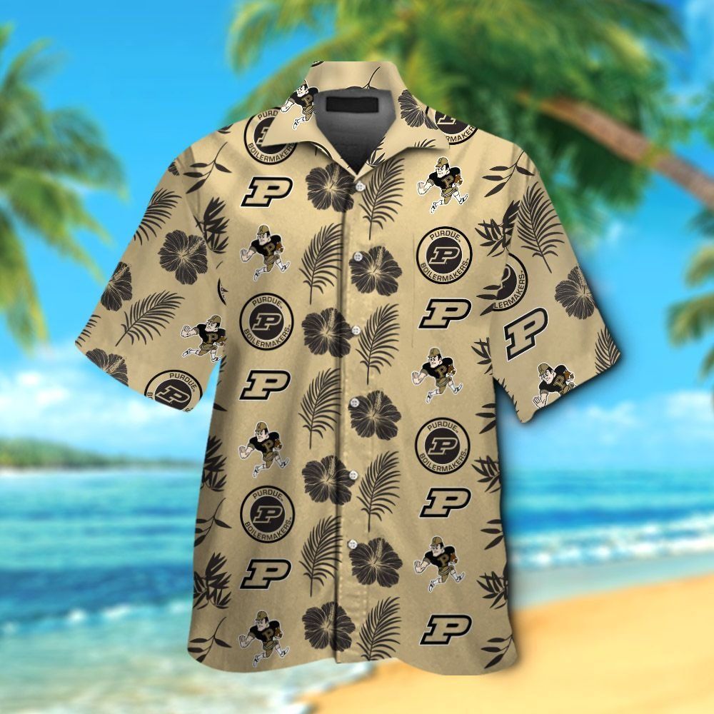 Purdue Boilermakers Short Sleeve Button Up Tropical Hawaiian Shirt