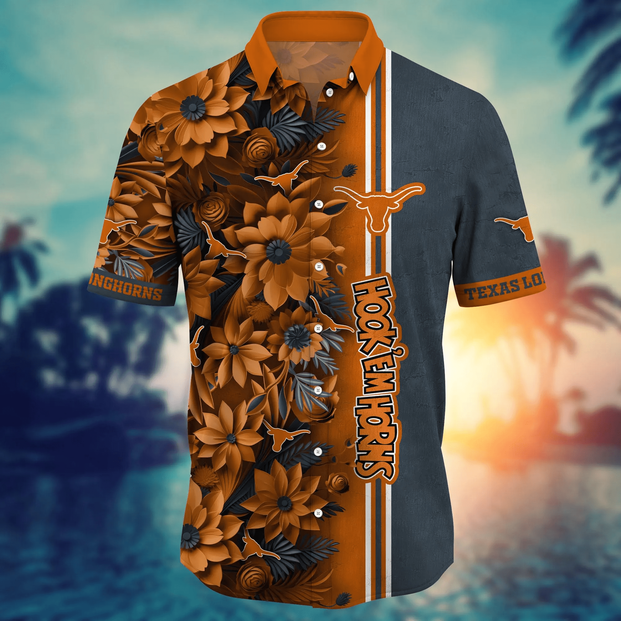 Texas Longhorns NCAA Hawaiian Shirt Custom Umbrellas (For Sun) Aloha